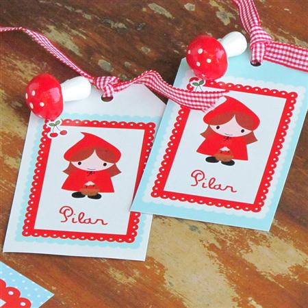 Tarjetas largas con cinta Caperucita Roja 24u Pers
