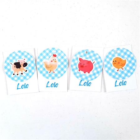 Tarjetitas dobles con cinta Granja celeste 16u Pers