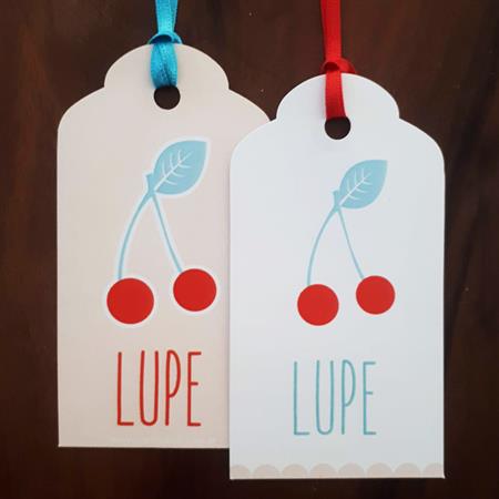 Tarjetas largas con cinta Cerezas 20u Pers