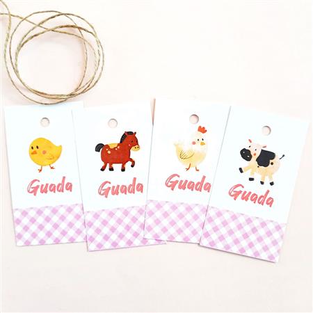 Tarjetas largas con hilo Granja Rosa 24u Pers