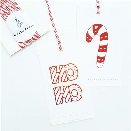 Tarjetas grandes HO HO metalizadas con cinta 12u