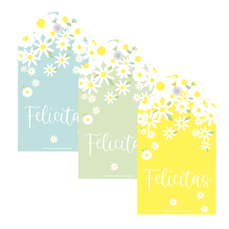 Tarjetas largas con cinta Margaritas 12u
