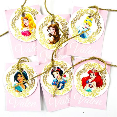 Tarjetitas dobles con cinta Princesas 16u Pers