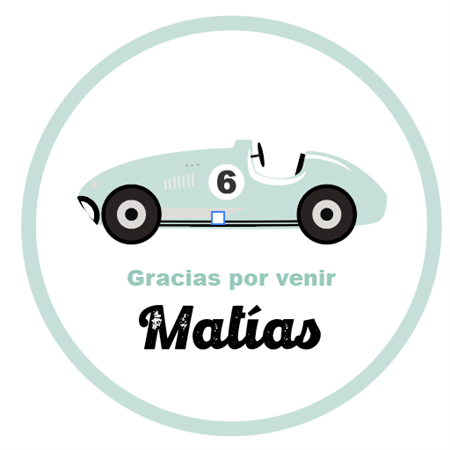 Tarjetitas redondas Autitos Vintage 20u Pers