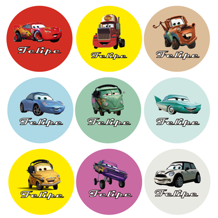 Tarjetitas redondas Cars 20u Pers