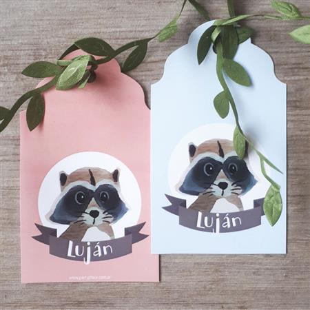 Tarjetas largas con cinta de hojitas Bosque 12u