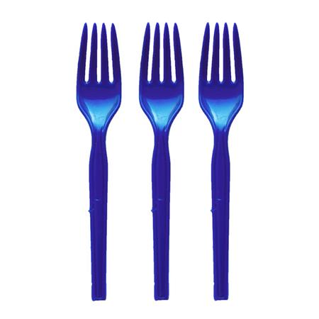 Cubierto plástico. Tenedor azul 10u