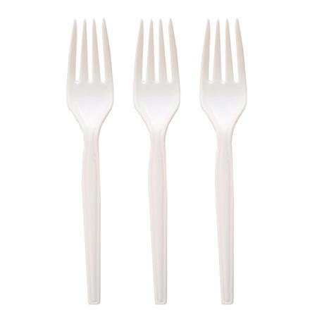 Cubierto plástico. Tenedor blanco 10u