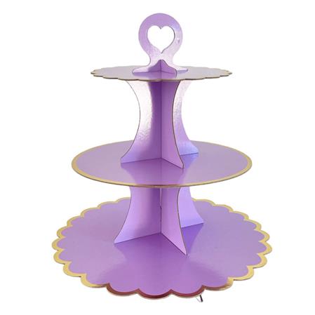 Torre portacupcakes 3 pisos lila y oro