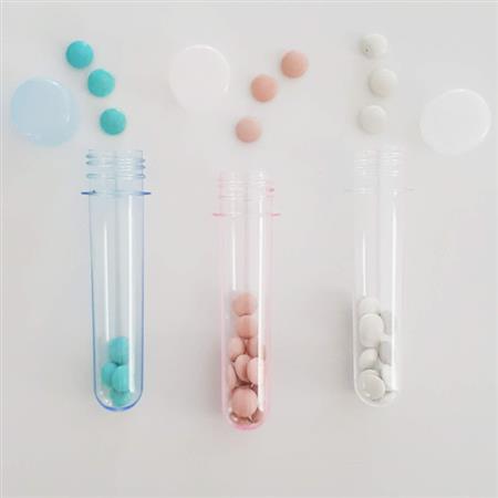 Tubo transparentes plásticos 6u (celeste, rosa)
