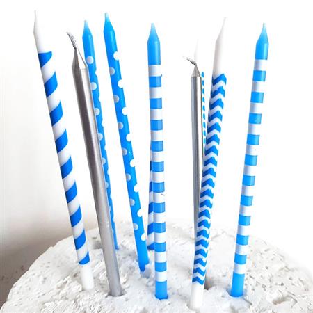 Velas mix largas Blue and silver 10u