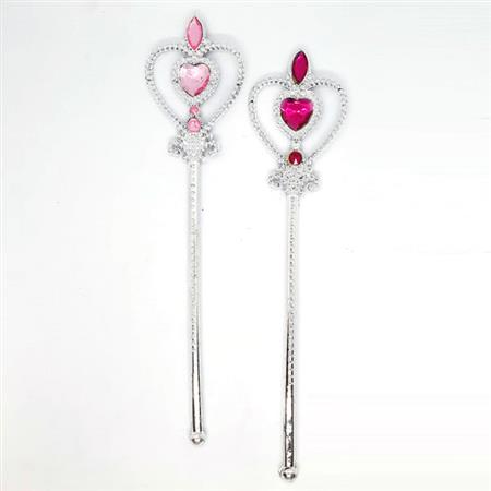 Varita mágica plateada corazón fucsia/rosa
