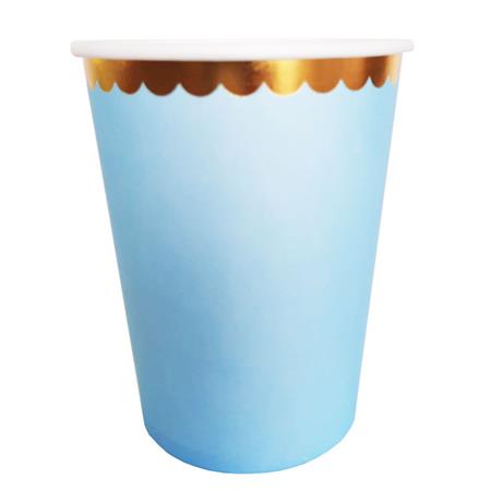 Vaso liso borde met onditas celeste 10u