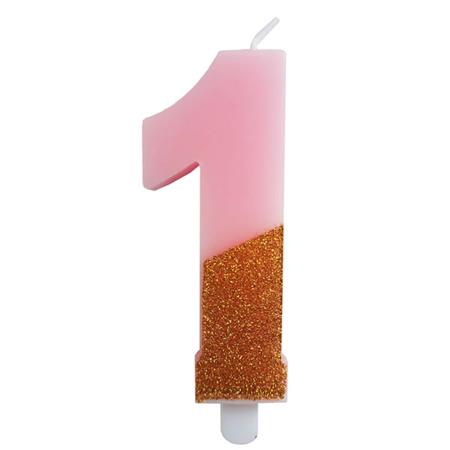 Vela 1 rosa con oro