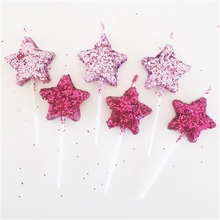 Velitas set de gibré estrellitas rosa y fucsia 6u